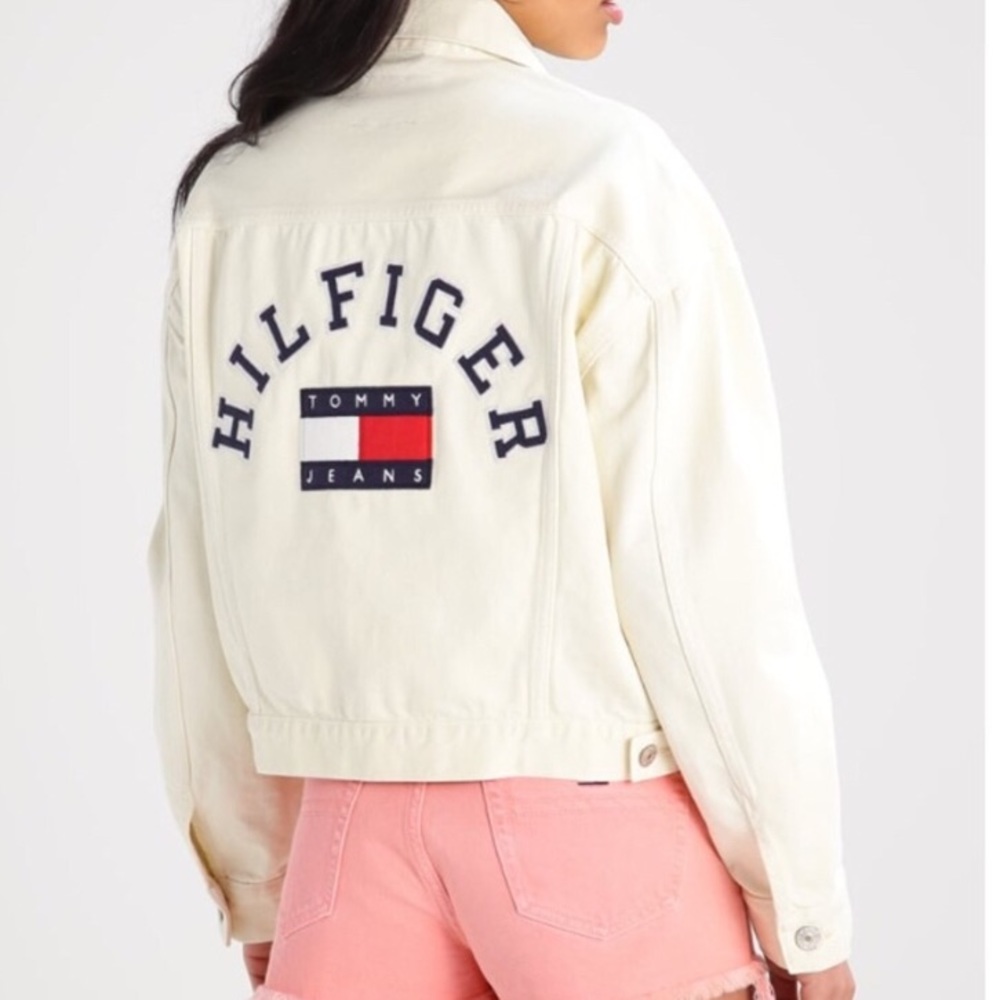 Tommy Jeans Hilfiger Pale Yellow Denim Jacket Logo